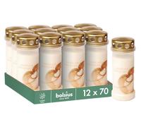 Bolsius - Lot de 12 bougies funéraires - Blanc - Longueur : 70 heures - Bougie funéraire et mémorial - Brûleur permanent - Avec motif - Cœur - Non parfumé - N° 6