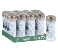 Bolsius Lot de 12 bougies funéraires - Blanc - Longueur : 70 heures - Bougie funéraire et mémorial - Brûleur permanent - Avec motif - Sans huile de palme - N° 6, Ange