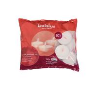 Bolsius Lot de 14 maxi bougies chauffe-plat - Longue durée de combustion de 10 heures - Décoration d'intérieur - Sans parfum - Sans fumée ni huile de palme - Cire naturelle végane - Blanc - XXL