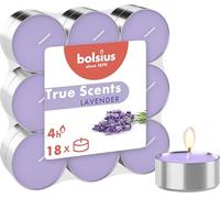 bolsius - True Scents - Lot de 18 Bougies Chauffe-Plat Parfum - Lavande - Durée de Combustion: 4 Heures - Décoration d'intérieur - Extraits naturels - avec Cire Naturelle végétalienne