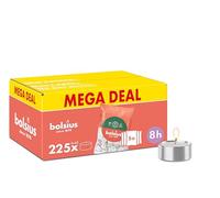 Bolsius - Lot de 225 bougies chauffe-plat - 8 heures de combustion - Blanc - Contient de la cire végétale naturelle - Longueur de combustion - Bougies décoratives ménagères - Sans huile de palme