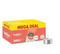 Bolsius - Lot de 240 bougies chauffe-plat - 6 heures de combustion - Blanc - Contient de la cire végétale naturelle - Longueur de combustion - Bougies décoratives ménagères - Sans huile de palme