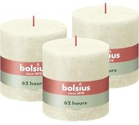 Bolsius - Lot de 3 bougies pilier rustiques XXL - Ivoire - Longue durée de combustion de 62 heures - Non parfumée - Cire végétalienne naturelle - Sans huile de palme - 10 x 10 cm