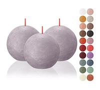 BOLSIUS Lot de 3 bougies piliers rustiques à la lavande givrée - 7,6 cm - Qualité européenne - Cire végétale naturelle respectueuse de l'environnement - Non parfumées, sans fumée, sans coulures, 25 heures