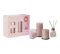 Bolsius Lot de 4 bougies pilier rustiques avec diffuseur de roseaux et bougie parfumée - Whispers of Bloom - Magnolia - Bougies décoratives d'intérieur - Longue durée de combustion - Avec cire