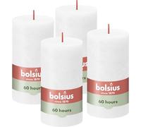 Bolsius - Lot de 4 bougies pilier rustiques - Blanc - décorations de Pâques13 x 7 cm - Longue durée de combustion de 60 heures