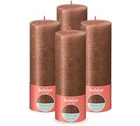 Bolsius Lot de 4 bougies pilier rustiques - Cuivre scintillant - Longue durée de combustion de 85 heures - Bougie de maison - Décoration d'intérieur - Sans parfum - Avec cire naturelle végétalienne -