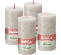 Bolsius - Lot de 4 bougies pilier rustiques - Gris - clair 13 x 7 cm - Longue durée de combustion de 60 heures