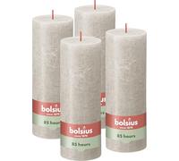 Bolsius - Lot de 4 bougies pilier rustiques - Gris clair - Longue durée de combustion de 85 heures - Bougie d'intérieur - Non parfumée - Cire végétalienne naturelle - Sans huile de palme - 19 x 7 cm