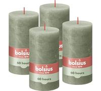 Bougies pilier rustiques Shine 4 pcs 130x68 mm Vert olive