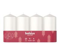 Bolsius Lot de 4 bougies piliers lisses - Blanc - 100 x 48 mm - Bougies décoratives - Longue durée de combustion - Sans parfum - Avec cire végétale naturelle - Sans huile de palme