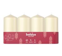 Bolsius Lot de 4 bougies piliers lisses - Ivoire - 100 x 48 mm - Bougies décoratives - Longue durée de combustion - Sans parfum - Avec cire végétale naturelle - Sans huile de palme