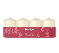 Bolsius Lot de 4 bougies piliers lisses - Ivoire - 60 x 40 mm - Bougies décoratives - Longue durée de combustion - Sans parfum - Avec cire végétale naturelle - Sans huile de palme