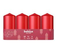 Bolsius Lot de 4 bougies piliers lisses - Rouge - 100 x 48 mm - Bougies décoratives - Longue durée de combustion - Non parfumées - Avec cire végétale naturelle - Sans huile de palme