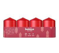 Bolsius Lot de 4 bougies piliers lisses - Rouge - 60 x 40 mm - Bougies décoratives - Longue durée de combustion - Sans parfum - Avec cire végétale naturelle - Sans huile de palme