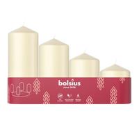 Bolsius - Lot de 4 bougies piliers lisses - Saison de l'Avent - Différentes tailles 12-10-8-6 cm -Ø48mm- Longue durée de combustion - Sans parfum - Avec cire végétale naturelle - Sans huile de palme
