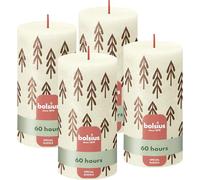 Bolsius Lot de 4 bougies piliers rustiques Silhouette - Ivoire avec impression - 13 x 7 cm - Longue durée de combustion - Bougie domestique - Contient de la cire végétale naturelle - Sans huile de