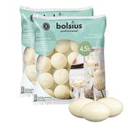 BOLSIUS Lot de 40 bougies flottantes non parfumées de 4,4 cm - Ivoire crémeux pur - Sans fumée - Qualité européenne - Ambiance à couper le souffle pour centres de table de mariage romantiques
