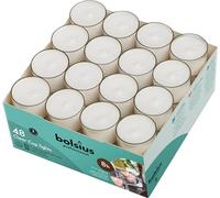 BOLSIUS Lot de 48 bougies à thé en forme de cups transparents - Longue durée de combustion - 8 heures - Sans scenté - Pour mood, dîners, parities, maison, décoration, mariage, artisanat