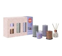 Bolsius Lot de 5 bougies pilier rustiques avec diffuseur de parfum et bougie parfumée - Funky Freshness - Lavande - Bougies décoratives d'intérieur - Longue durée de combustion - Avec cire naturelle