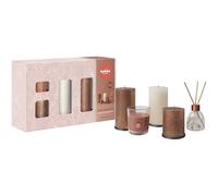 Bolsius Lot de 5 bougies piliers rustiques avec diffuseur de parfum et bougie parfumée - Cosy Hideaway - Pomme et cannelle - Bougies décoratives d'intérieur - Longue durée de combustion - Avec cire