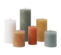 Bolsius Lot de 6 bougies pilier rustiques - Rétro - Bougies décoratives - Durée de combustion - Sans parfum - Cire végétale naturelle - Sans huile de palme, Retro
