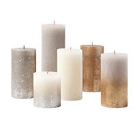 Bolsius Coffret Cadeau de Bougies Rustiques - New Sparkle Boîte - de 6 Bougies - Longue Durée de Combustion - Décoration d’Intérieur- Cire Végane Naturelle Incluse - Sans Huile de Palme