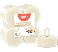bolsius - True Scents - Lot de 8 Bougies Chauffe-Plat Maxi Parfum - Vanille - Longue durée de Combustion de 8 Heures - Extraits naturels - Cire végétalienne - sans Huile de Palme