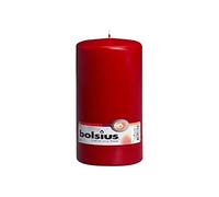 Bolsius Lot de 8 bougies piliers lisses - Rouge vin - Bougies décoratives - Longueur : 75 heures - Non parfumées - Cire végétale naturelle - 20 x 7 cm
