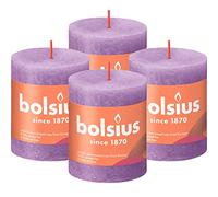 Bolsius Bougie pilier Lumière rustique – Violet 8 cm – 4 pièces – Cire végétale