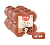 Bolsius - Maxi bougies chauffe-plat parfumées - Pomme et cannelle - Marron - Lot de 48 - Extraits naturels - Contient de la cire végétalienne - Sans huile de palme