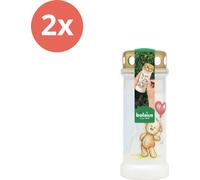 Bolsius - Note de coeur - Bougie commémorative - Avec couvercle - Ours en peluche - 70 heures de combustion - Pack d'avantages - 2 pièces