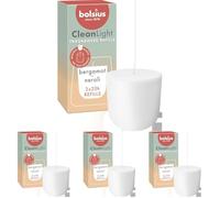Bolsius - Recharge CleanLight - Bougie parfumée rechargeable - 2 pièces - Bergamote et néroli - Longue durée de combustion 20 heures - Cire naturelle végétalienne - Sans huile de palme (Lot de 4)