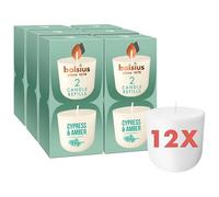 Bolsius - Recharge CleanLight - Cyprès et ambre - Bougie rechargeable - Lot de 12 - Recharges uniquement - Contient de la cire végétale naturelle - Sans huile de palme