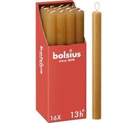 Bolsius - Rustik Lot de 9 bougies à tige - jaune ocre - Longueur : 13 heures - Sans parfum - Cire végétale naturelle - Sans goutte - Sans huile de palme - 27 x 2,3 cm