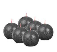 Bolsius Rustik Kugelkerze - Anthrazit - 6 Stück - Ø 7.6 cm - Dekorative Kerze - Länge Brenndauer 25 Stunden - Unparfümierte - Enthält Natürliches Pflanzenwachs - Ohne Palmöl