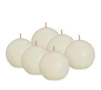 Bolsius Rustik Kugelkerze - Elfenbein - 6 Stück - Ø 7.6 cm - Dekorative Kerze - Länge Brenndauer 25 Stunden - Unparfümierte - Enthält Natürliches Pflanzenwachs - Ohne Palmöl