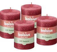 Bolsius - Rustik Lot de 4 bougies piliers - rouge - 8 x 7 cm - Bougies décoratives pour ménage - Combustion 35 heures - Sans parfum - Cire végétale naturelle - Sans huile de palme