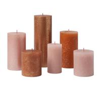 Bolsius Rustik Lot de 6 bougies piliers - Cadeau - Cosy Coppers - Bougies décoratives pour la maison - Longueur de combustion - Sans parfum - Cire végétale naturelle - Sans huile de palme