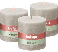 Bolsius - Rustik Lot de bougies pilier XXL Gris 10 x 10 cm - Bougies décoratives pour ménage - Longueur de combustion 62 heures - Sans parfum - Cire végétale naturelle - Sans huile de palme