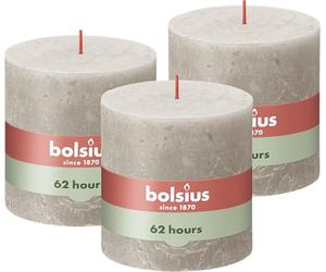 Bolsius - Rustik Lot de bougies pilier XXL Gris 10 x 10 cm - Bougies décoratives pour ménage - Longueur de combustion 62 heures - Sans parfum - Cire végétale naturelle - Sans huile de palme
