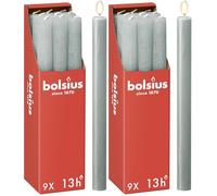 Bolsius - Rustik Stabkerzen - Jadegrün - 9 Stück - 27 x 2.3 cm - Länge Brenndauer 13 Stunden - Unparfümierte - Enthält Natürliches Pflanzenwachs - Ohne Palmöl (Lot de 2)