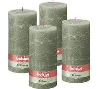 Bolsius - Rustik XXL Bougies Pilier Vert Lot de 4-20 x 10 cm - Bougies Décoratives pour la Maison - Durée de Combustion de 125 Heures - Sans Parfum - Cire Végétale Naturelle - Sans Huile de Palme