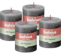 Bolsius Rustik Stumpenkerzen - Anthrazit - Set 4 Stück - Länge Brenndauer 35 Stunden - Unparfümierte - Natürliches Pflanzenwachs - Ohne Palmöl - 8 x 7 cm, Dunkelgrau