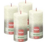 Bolsius - 4 Bougies pilier rustiques - Couleur métallisée - Ivoire et champagne - Longue durée de combustion de 60 heures - 13 cm - Sans parfum