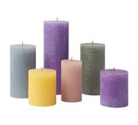 Bolsius Rustik Lot de 6 bougies piliers - Cadeau - Memphis - Bougies décoratives pour la maison - Longueur de combustion - Non parfumées - Cire végétale naturelle - Sans huile de palme