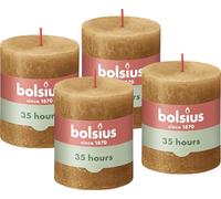 Bolsius Rustik Stumpenkerzen - Ockergelb - Set 4 Stück - Dekorative Haushaltkerzen - Länge Brenndauer 35 Stunden - Unparfümierte - Natürliches Pflanzenwachs - Ohne Palmöl - 8 x 7 cm
