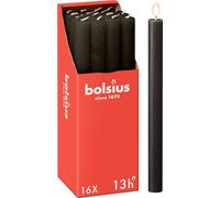 Bolsius Set de 16 bougies à tige rustique, 27cm, noir