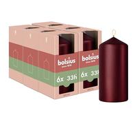 bolsius - Special Essentials - Bougies Pilier Lisses - Lot de 4 - Rouge Métallique - 12 cm - Bougies Décoratives - Fabriquées avec Cire Végétale Naturelle - Sans Huile de Palme