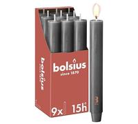 Bolsius Bougie chandelles XL rustique - 23 x 3 cm - Anthracite - 9 pièces - Longueur de combustion : 15 heures - Non parfumée - Contient de la cire végétale naturelle - Sans huile de palme